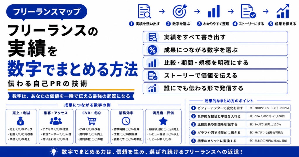 フリーランス 数字 実績 まとめ方